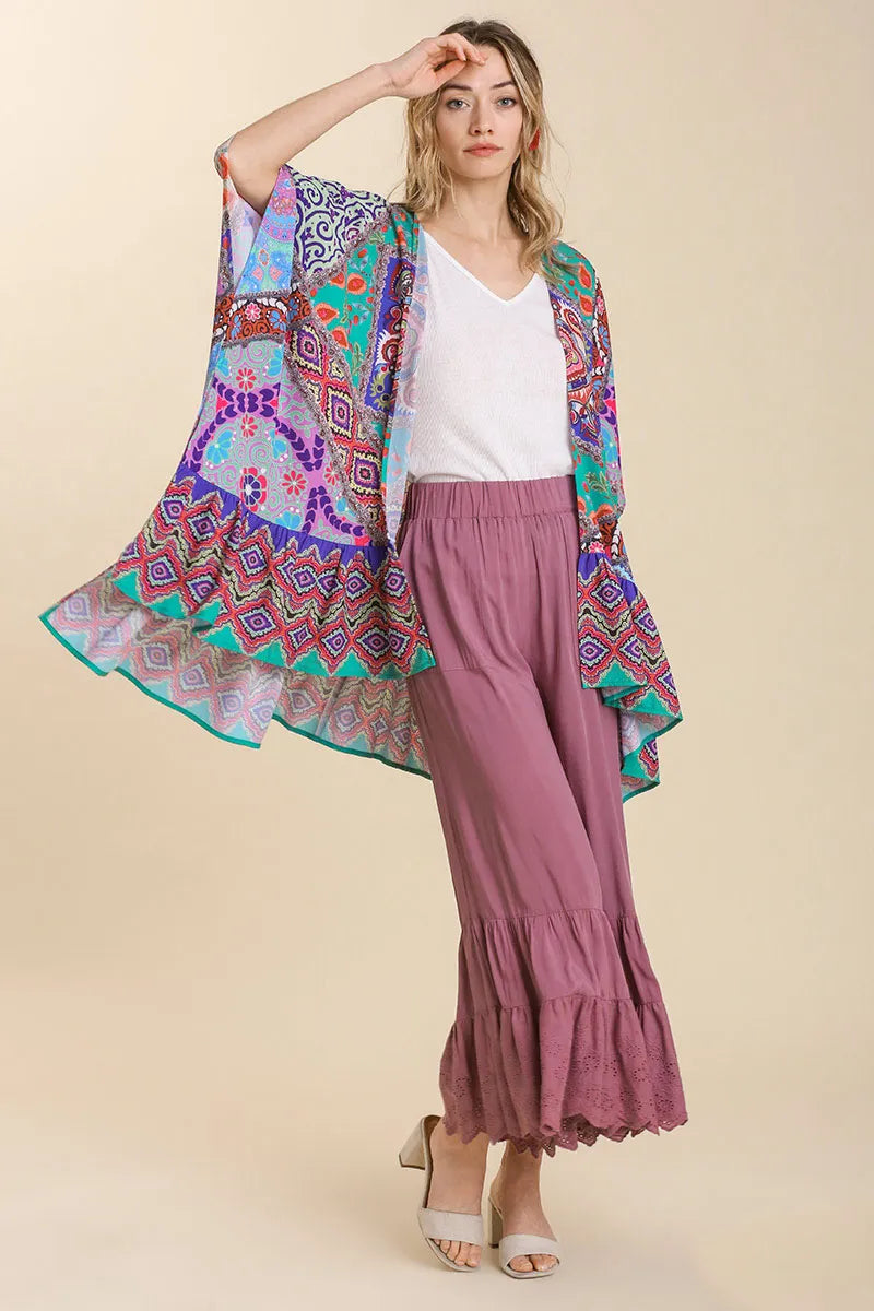 Umgee Full Size Mixed Print Ruffle Hem Open Front Cover Up Plus Size e47d4627-a509-4dde-abaf-b8104e783f19-Max