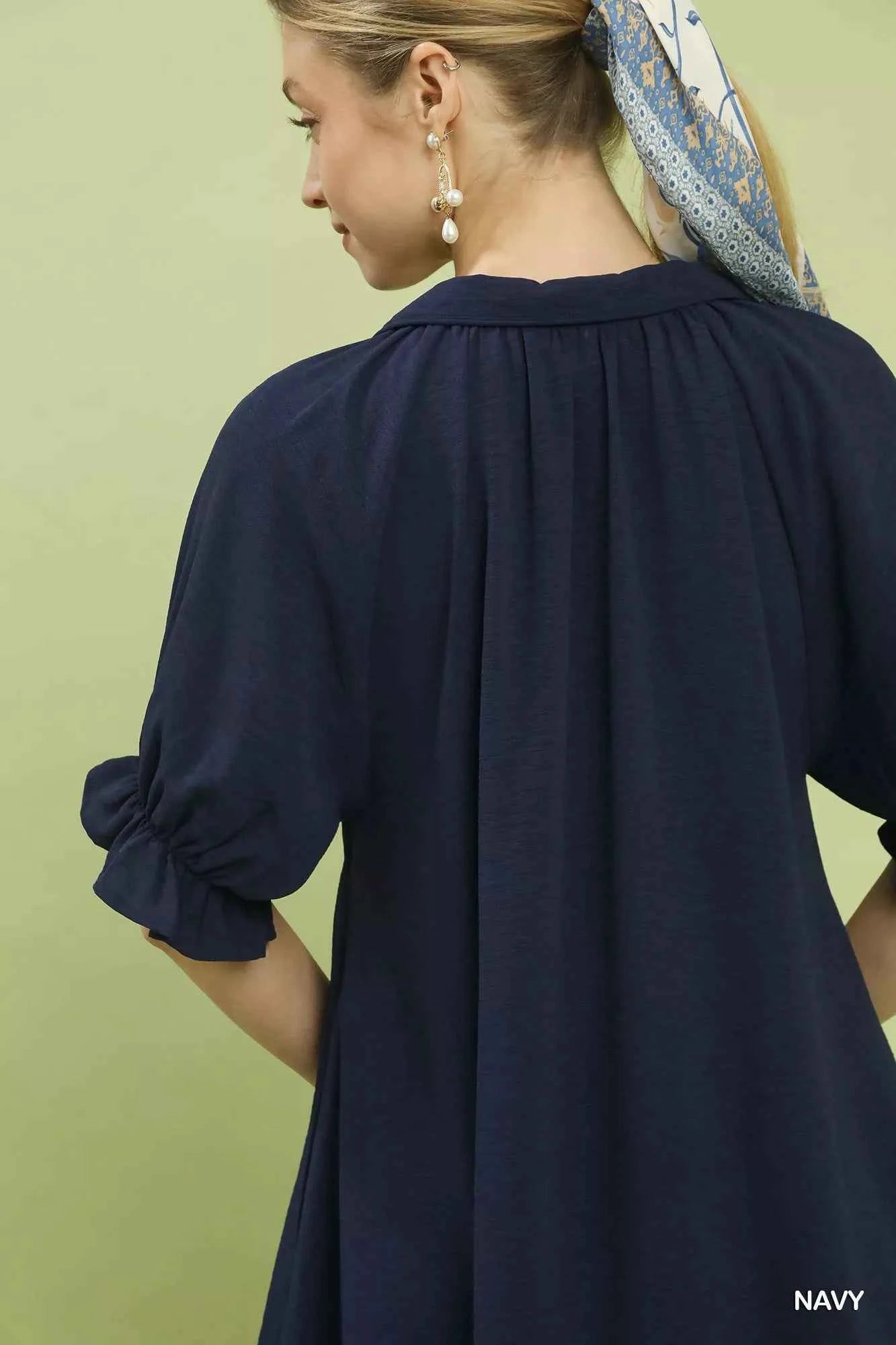 Umgee Tiered Puff Sleeve Babydoll Dress e4829ca6-4309-48de-8be1-90a92c4460d3-Max-Origin