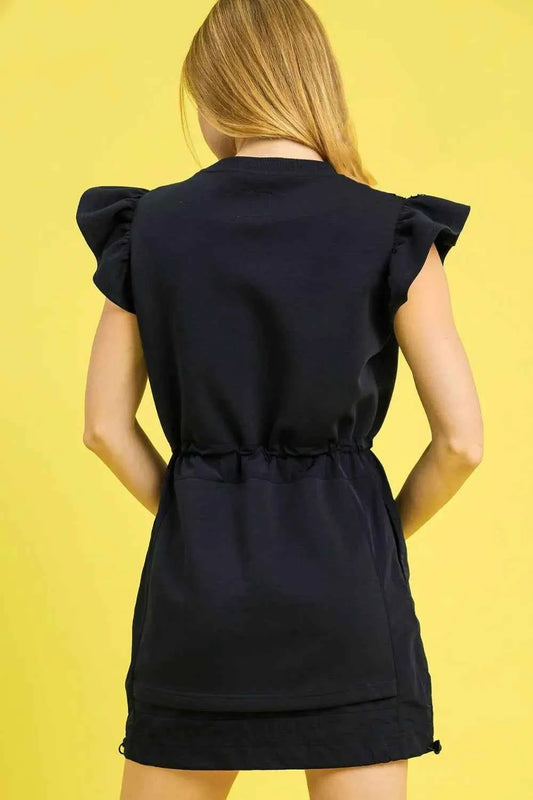 Luxe knit Ruffle Sleeve Drawstring Mini Dress e491b455-1b88-4edf-85b2-aacf38d1b2df-Max-Origin