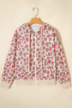 Rose Leopard Print Zip Up Hooded Sweatshirt e4923a59cefdc97c