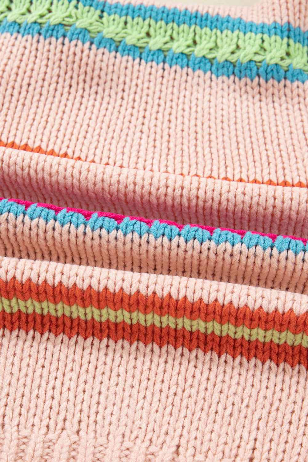 Multicolour Open Front Striped Colorblock Knit Oversize Cardigan e49ef25f8716c22b
