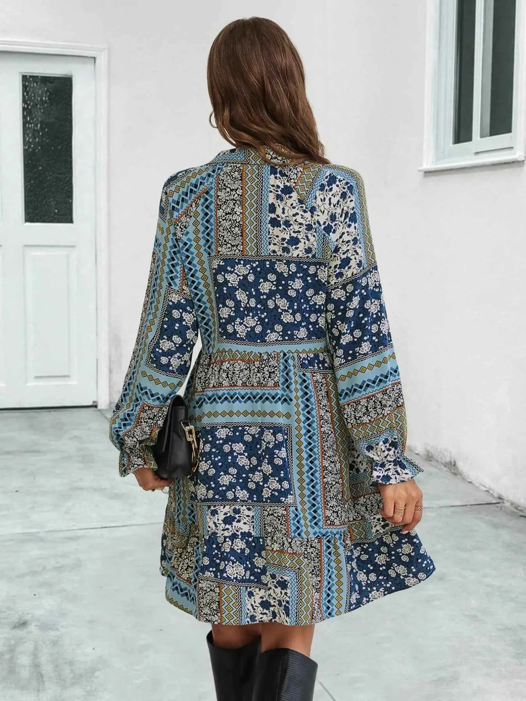 Boho Floral Print Long Sleeve Mini Dress e4a68225-a3c0-4d3d-a5b5-90a579647cae-Max-Origin