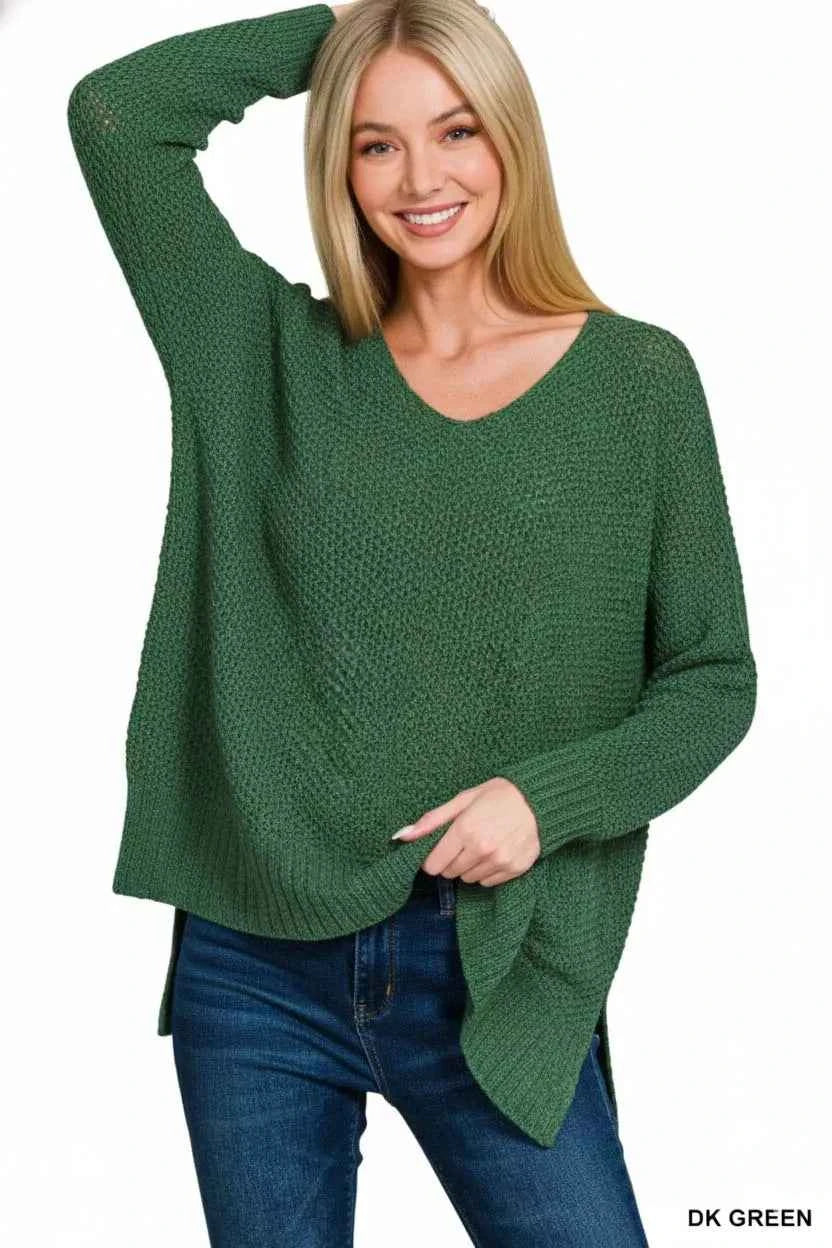 Zenana Dolman Sleeve V-Neck Sweater