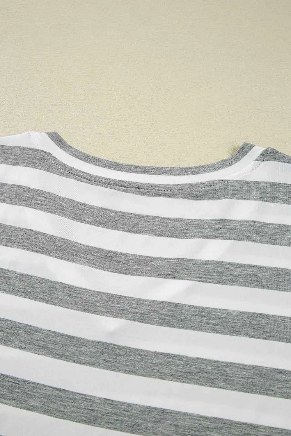 Casual Striped V-Neck Midi T-Shirt Dress e4b5699f-dfa7-43c2-b654-726b8190822b-Max