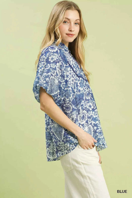 Abstract Print Ruffled Puff Sleeve Top e4b7e8fa-b500-45fd-8230-e3f27fd17b96-Max-Origin