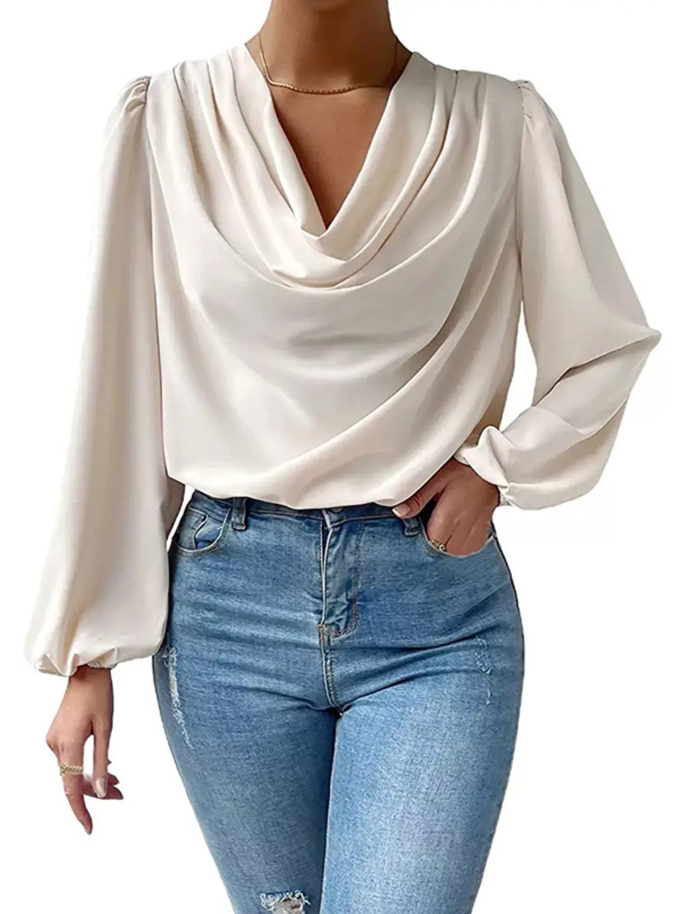 Full Size Cowl Neck Balloon Sleeve Blouse Plus Size e4c0791087094e22bcf53c56527637fd-Max-Origin