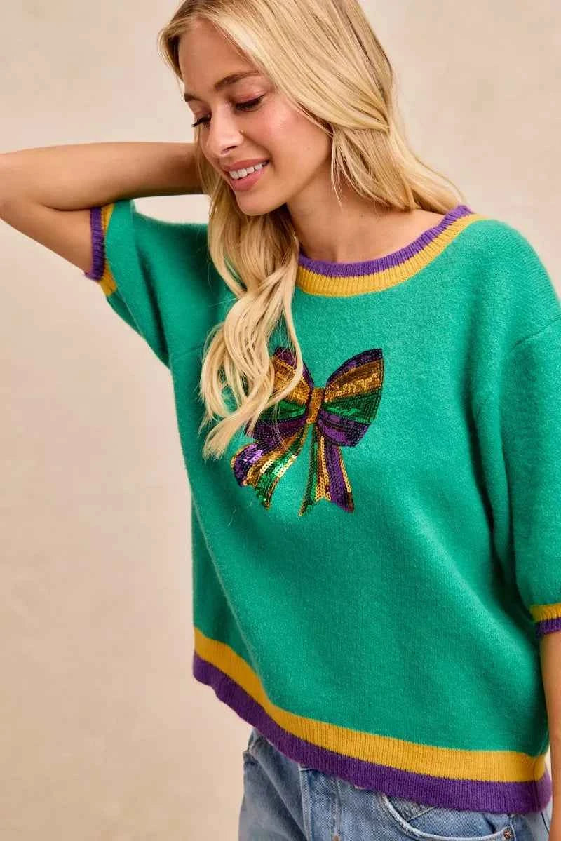 BiBi Mardi Gras Sequin Ribbon Patched Sweater e4ca2fc2076244cfbe20cd02610df443-Max-Origin