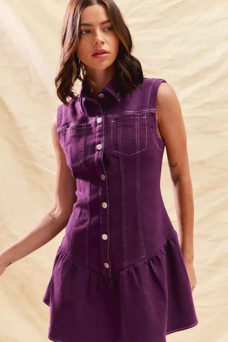 SO ME Button Down Sleeveless Collared Game Day Mini Dress e4cf1d259a594fdf9f366278ec8fdc36-Max-Origin