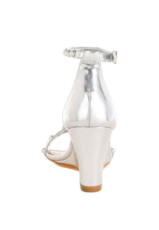 Jumera Metallic Pearl Embellished Wedges e4d240a1-252a-4112-ab02-f12f237f228e