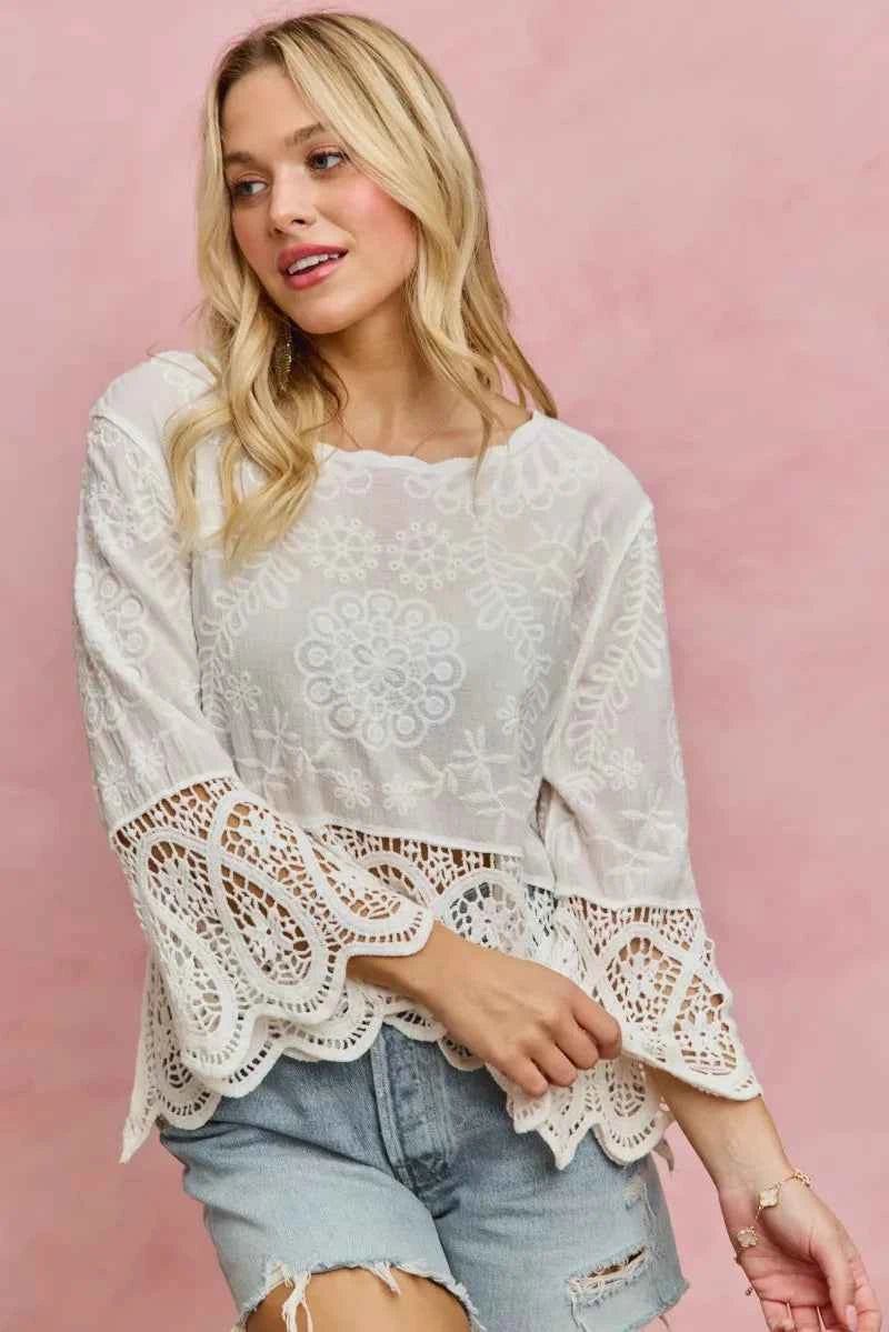 SO ME Floral Embroidered Crochet Lace Trimmed Top e4d52f9732d247f6bc4ceb7d8e742838-Max-Origin