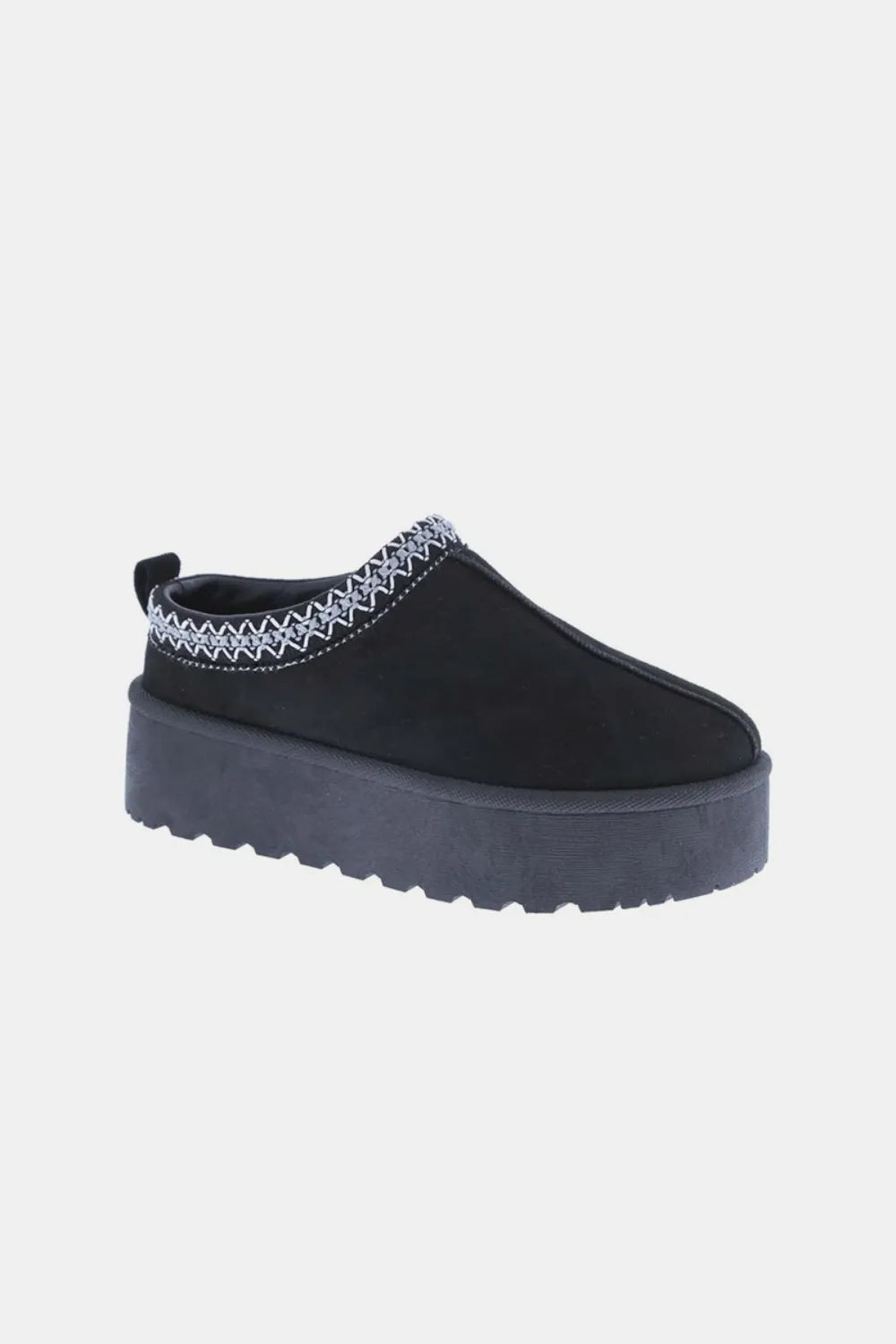 Weeboo Platform Embroidered Trim Slip-On Boots Black e4d59c95-81b6-4697-b241-d1688bf46e0b-Max