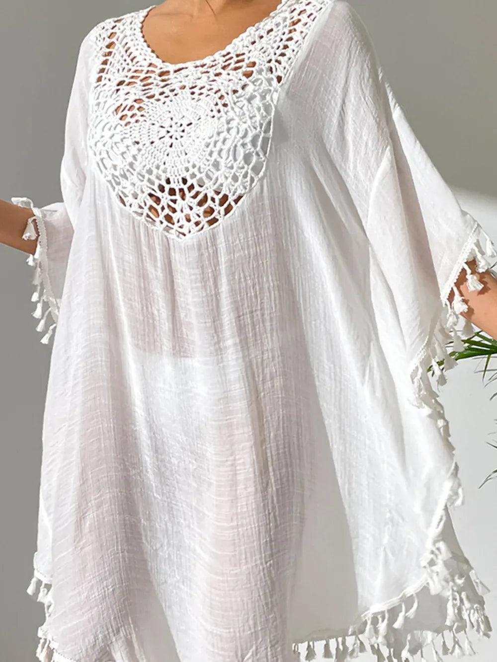 Tassel Cutout Scoop Neck Cover-Up Dress e4d94f24-aacc-4355-b264-c81a284d42f5-Max