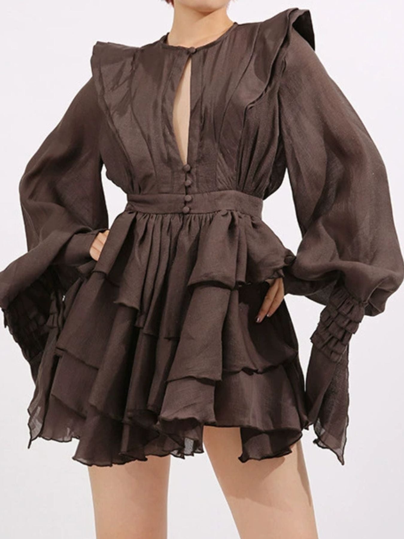 Ruffled Long Sleeve Mini Dress e4ecb160-8d0e-442f-8534-685d5e4ecf19-Max