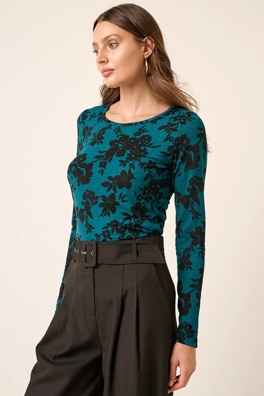 Flower Print Long Sleeve Knit Top e4f25a6c-d9b1-4685-84a1-9c810f071638-Max