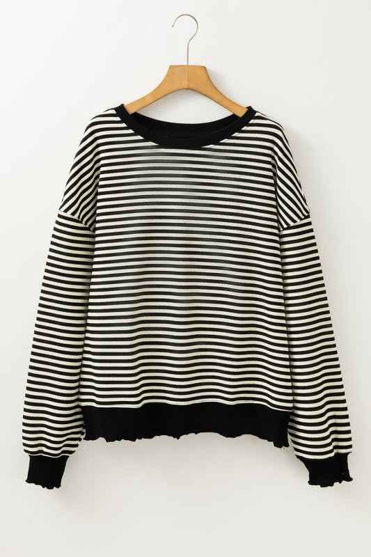 Stripe Drop Shoulder Long Sleeve Top e500bc0e-5cb5-443b-8231-251fa954016a