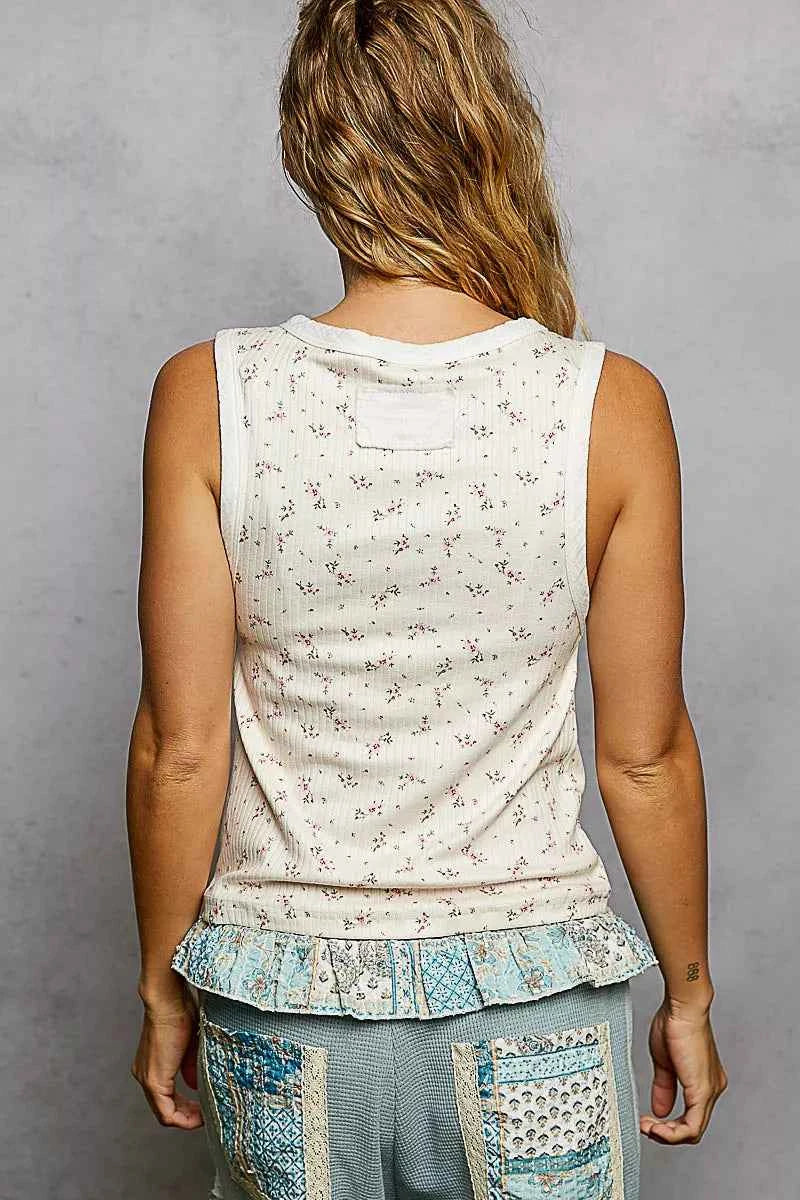 POL Vintage Floral Print Slim-Fit Knit Tank with Raw-Edge Details e5059505-7534-4e90-abcb-9a22c4ee4cca-Max-Origin