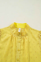 Yellow Cream Metallic Jacquard Short Sleeve Shirt e506e9648613fbf5