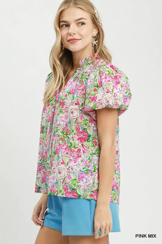 Floral Puff Sleeve Blouse e51240f7-75fa-4e4b-86af-994ededeb30d-Max-Origin