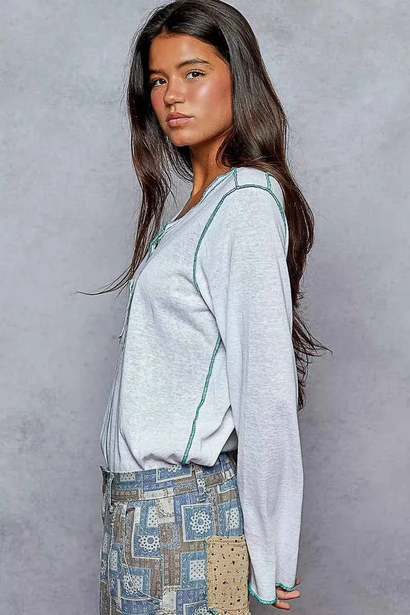 Round Neck Long Sleeve Top with Contrast Stitching e51b9304-1065-4f5b-b241-2bc6b86c9659-Max-Origin