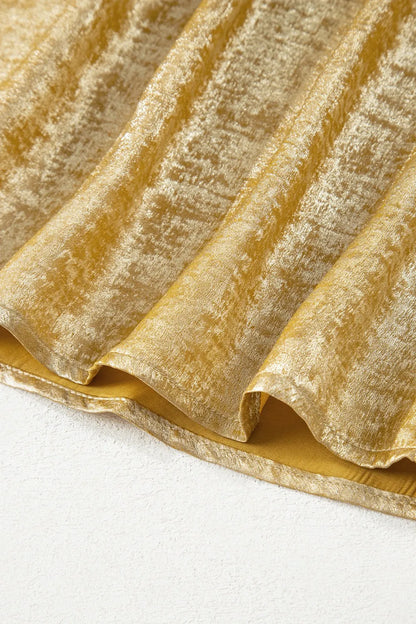 Metallic Gold Short Sleeve Casual Blouse
