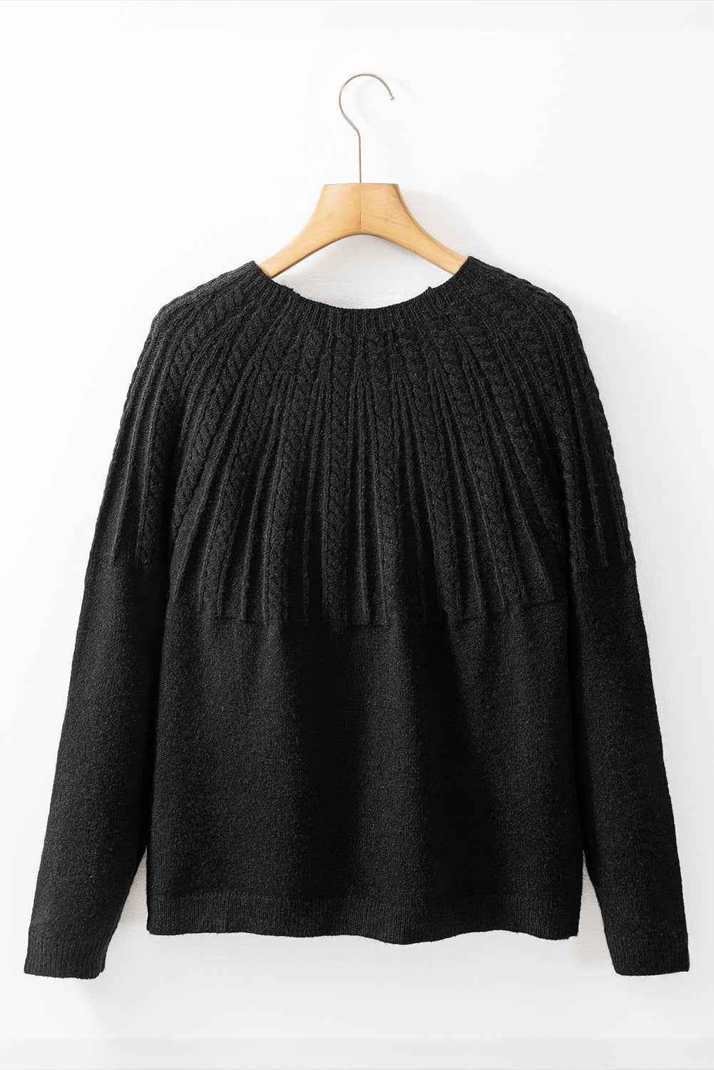 Black Solid Color Textured Detail Button Down Long Sleeve Sweater Cardigan e542327ad7ff82fb