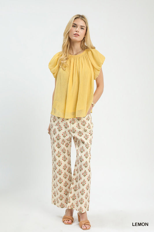 Crinkle Flutter Sleeve Peasant Top e54c77f5-3e76-4a94-854b-43451751c979-Max