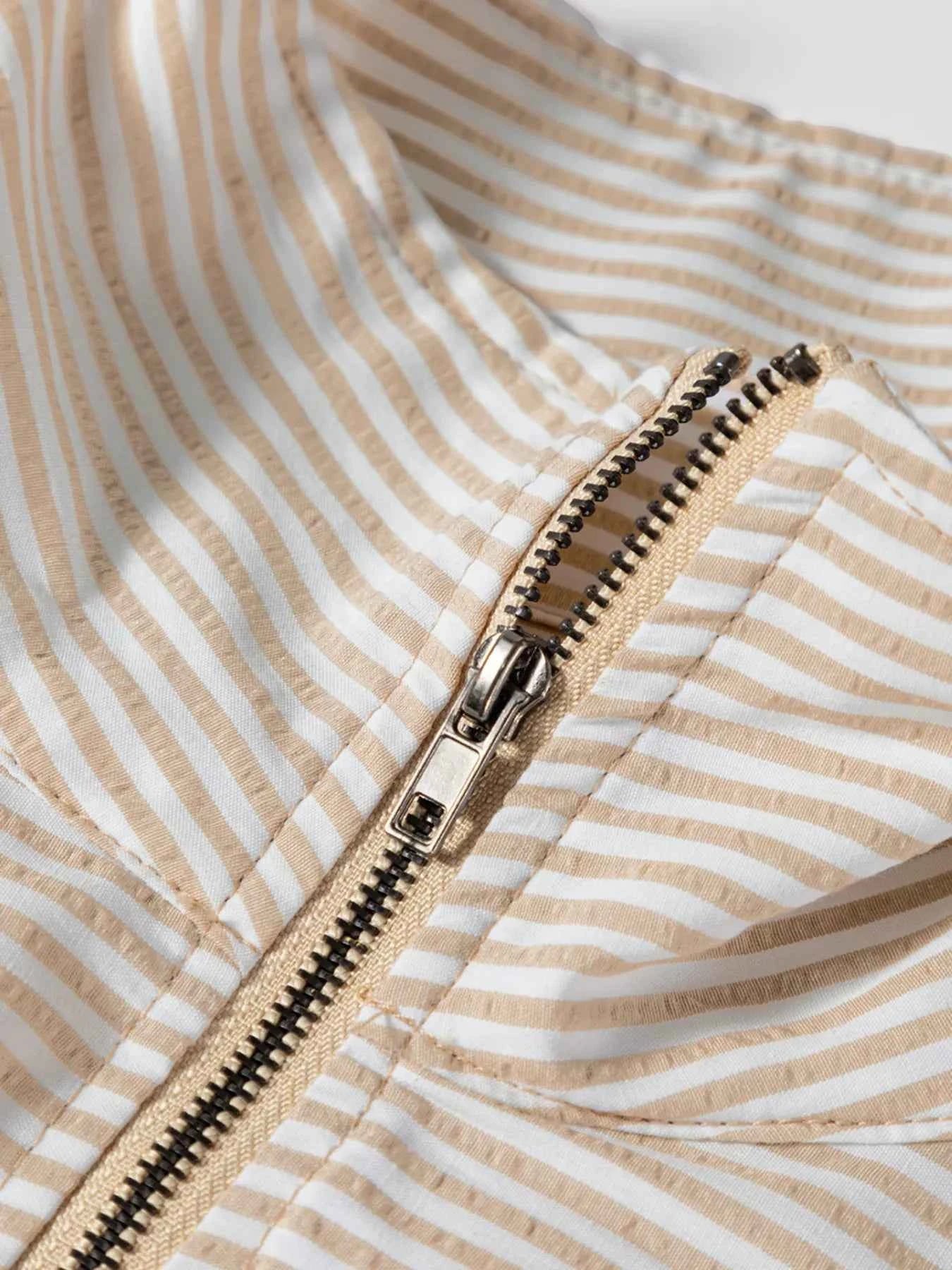 Quarter Zip Striped Patchwork Drop Shoulder Loose Long Sleeve Top e54e5f4f16d64e38babfa19b8fdb4c0e-Max-Origin