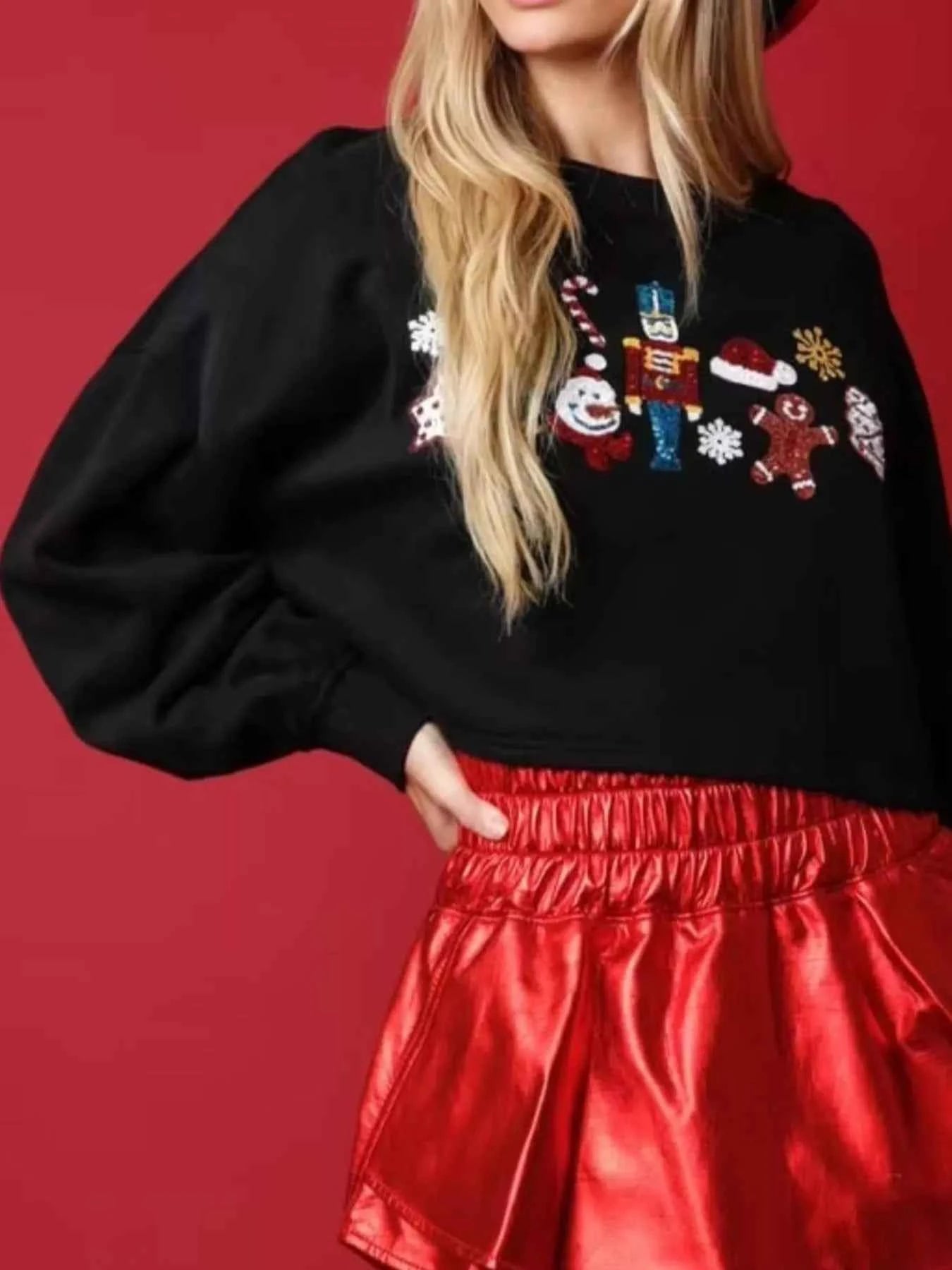 Christmas Sequin Cropped Sweatshirt Black e552f508-faf2-4c5d-96d5-b770d6858a61-Max-Origin