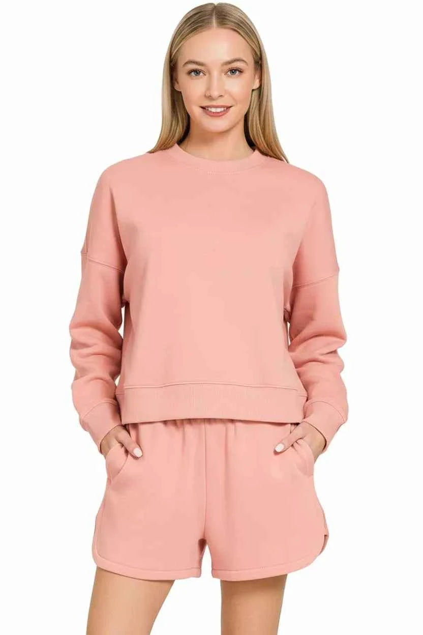 Zenana Fleece Long Sleeve Sweatshirts and Shorts Set e556f785-7c05-40b1-92db-04bff3ae8f68-Max-Origin