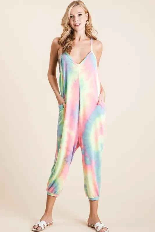 Tie Dye French Terry Mid-Length Casual Jumpsuit e559bd29d3234eb2ac29bdd7b42e8bf5-Max-Origin