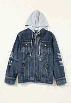 Fake Two-Piece Hooded Zip-Up Denim Jacket e5644f18-f548-4d7f-8c7d-ce3a68814663-Max