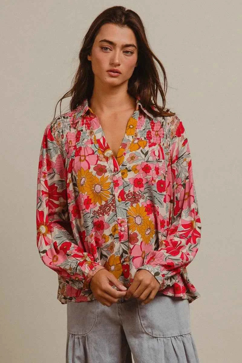 BiBi Woven Floral Printed Shirt Top e56be5ab81804cdf8cfe21d884ec84f8-Max-Origin