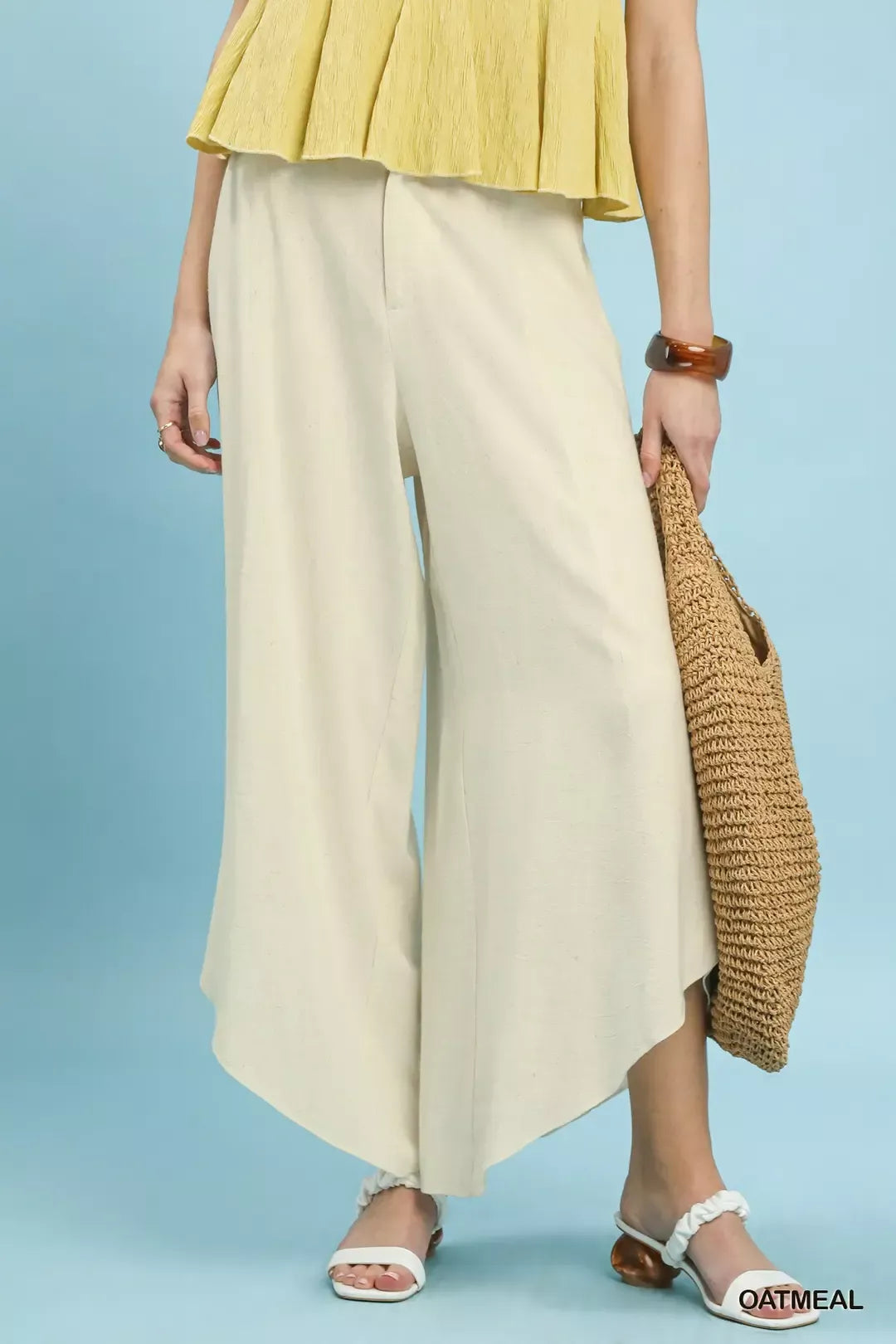 Umgee Flowy Asymmetrical Hem Wide Leg Pants OATMEAL e57806f3-2371-4f54-b2af-22c4ad9e8776-Max-Origin