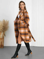 Tied Plaid Collared Neck Coat e578d3c2-5be5-4eb3-bff7-2577840ec47c-Max