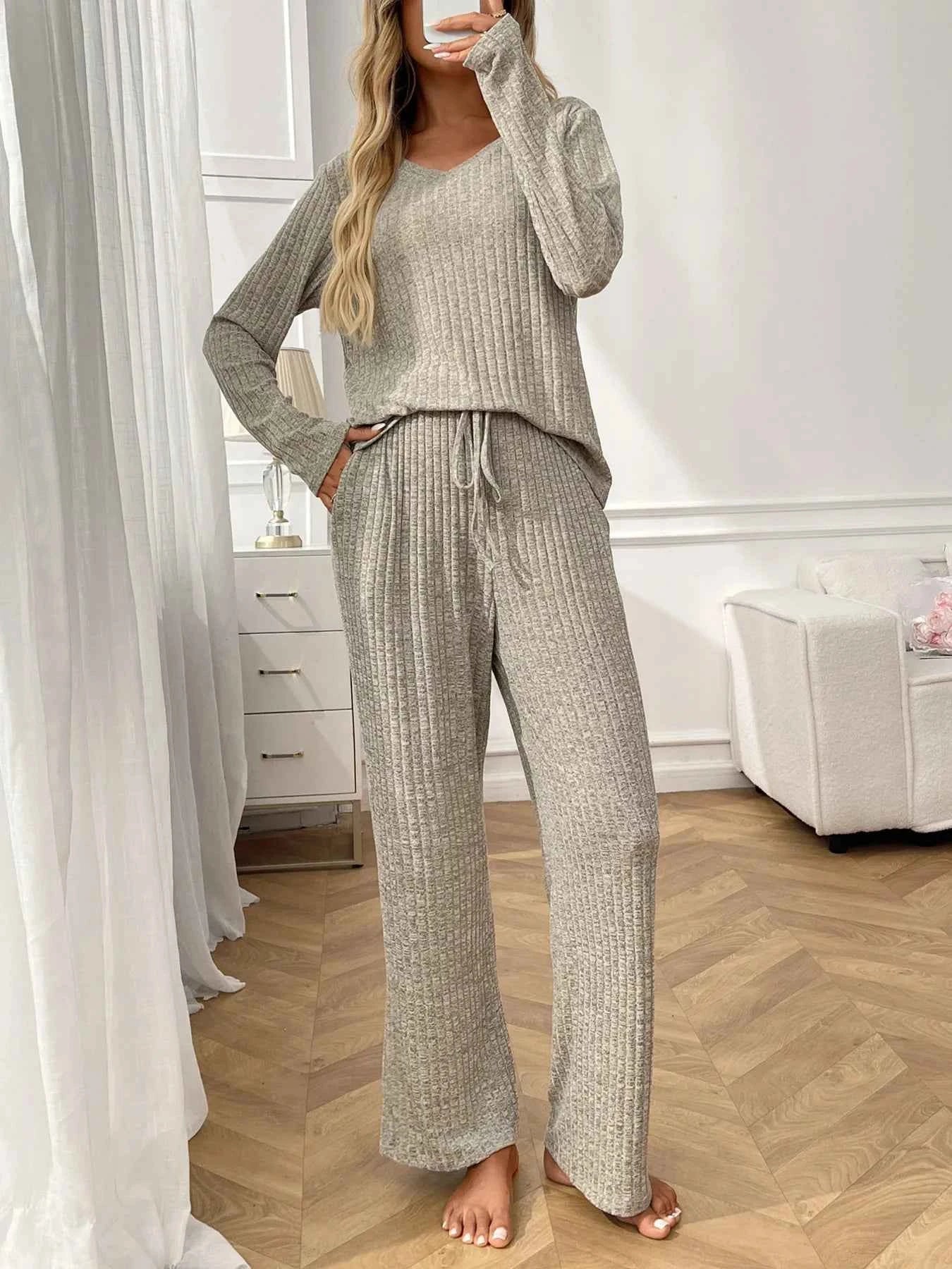 Ribbed Long Sleeve Top and Pants Lounge Set e580ac690f31497abad15741291276d0-Max-Origin