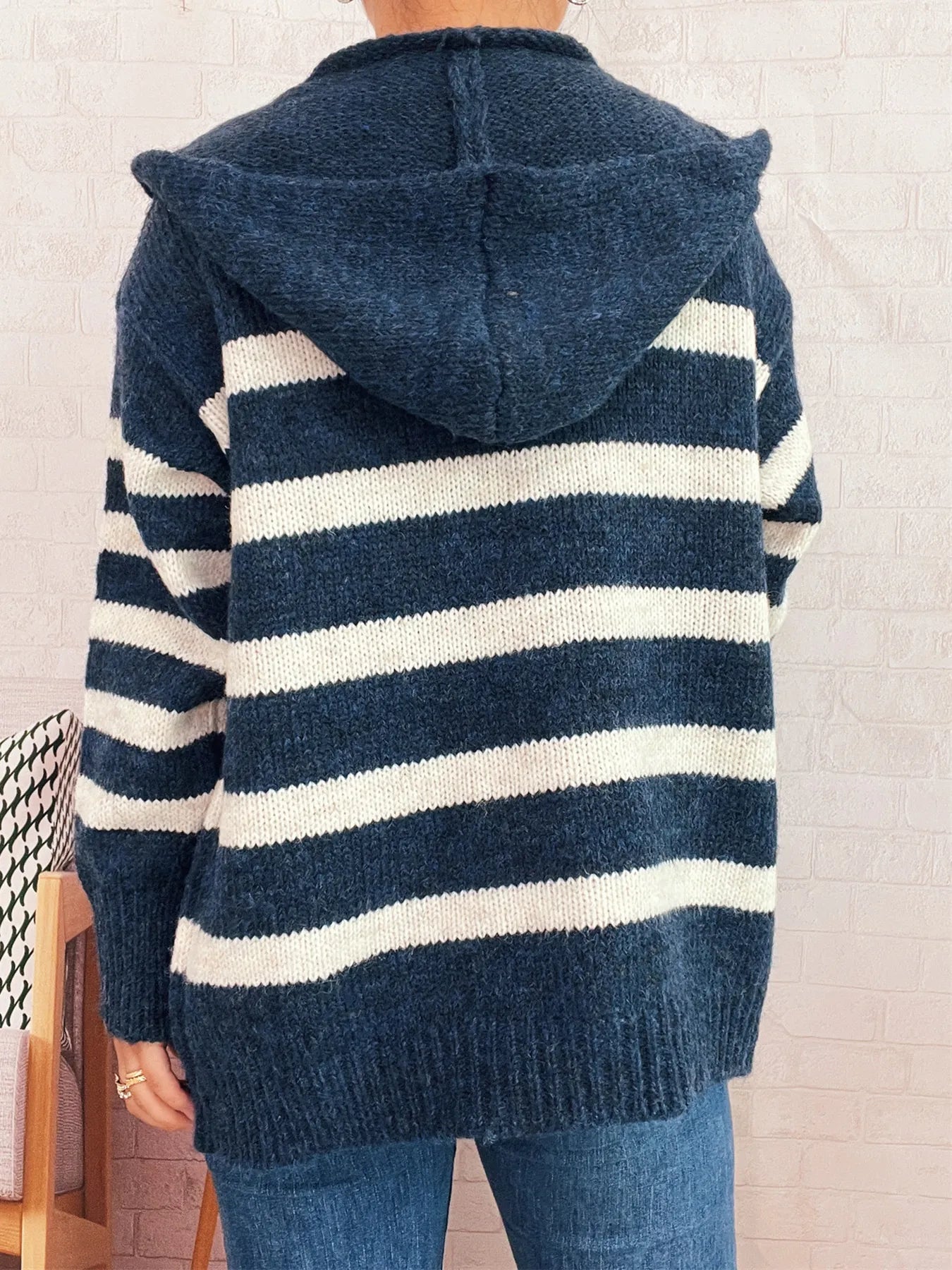 Striped Button-Up Hooded Cardigan e58f40c6b3d5453eb8f82e81e6a27e25-Max-Origin