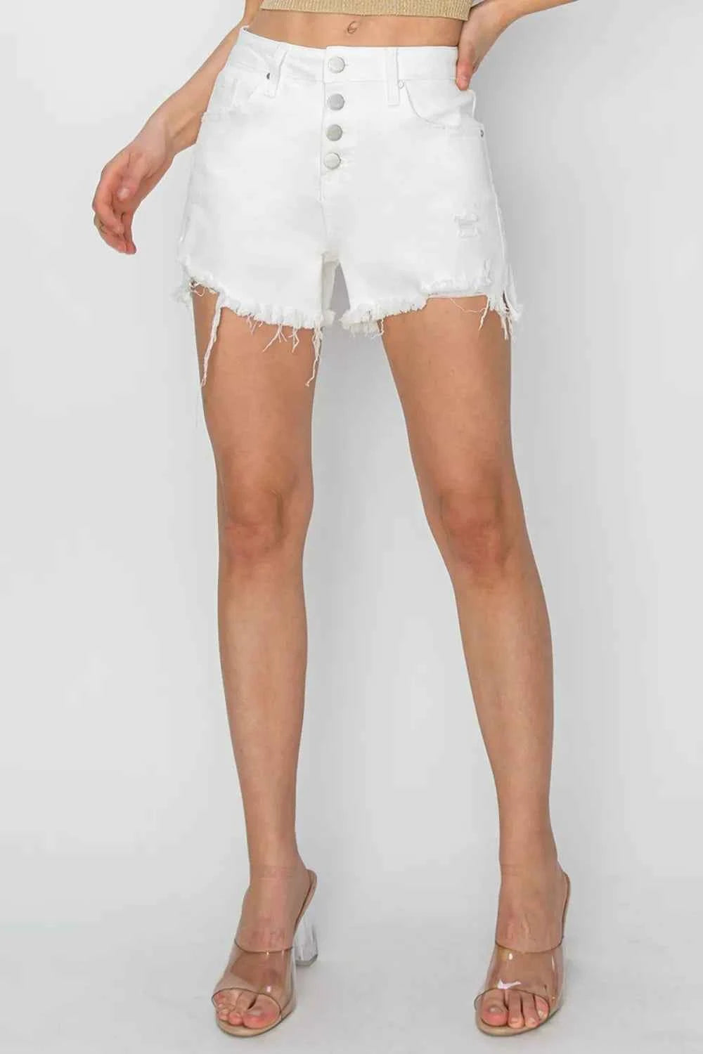 RISEN Button Fly Frayed Hem Denim Shorts e58f908d-c6f9-4ec7-bbce-b9bad0121f85-Max