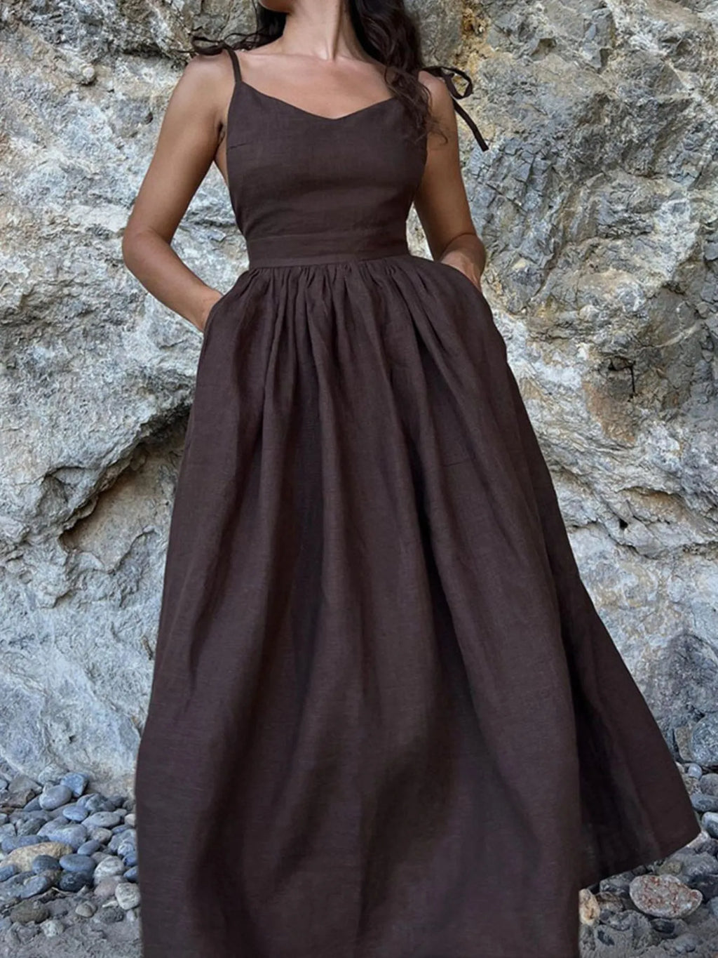 V-Neck Tie Shoulder Maxi Dress e5a44d4d-2227-4f8b-9130-7cc15deaeb2d-Max-Origin