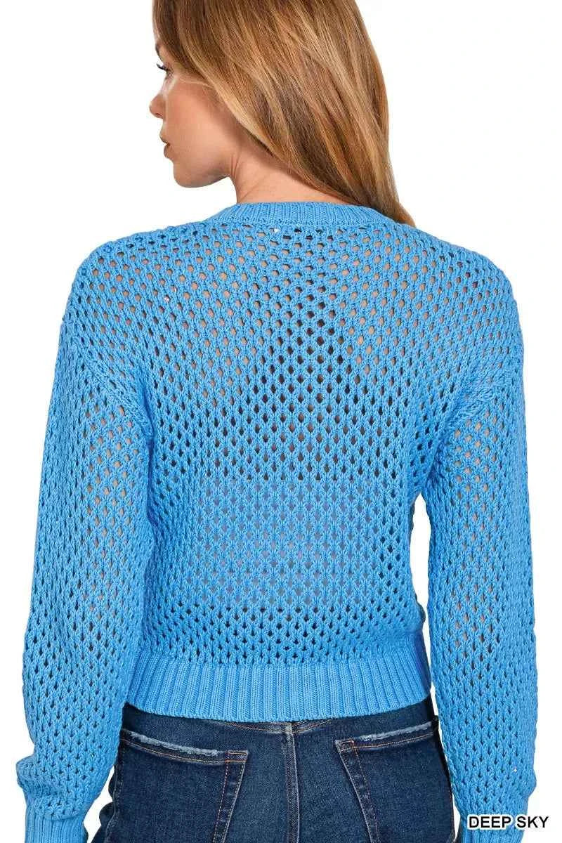 Zenana Button Down Lightweight Crochet Cardigan Sweater e5aba1bef20f43a596fe23ff90387b22-Max-Origin