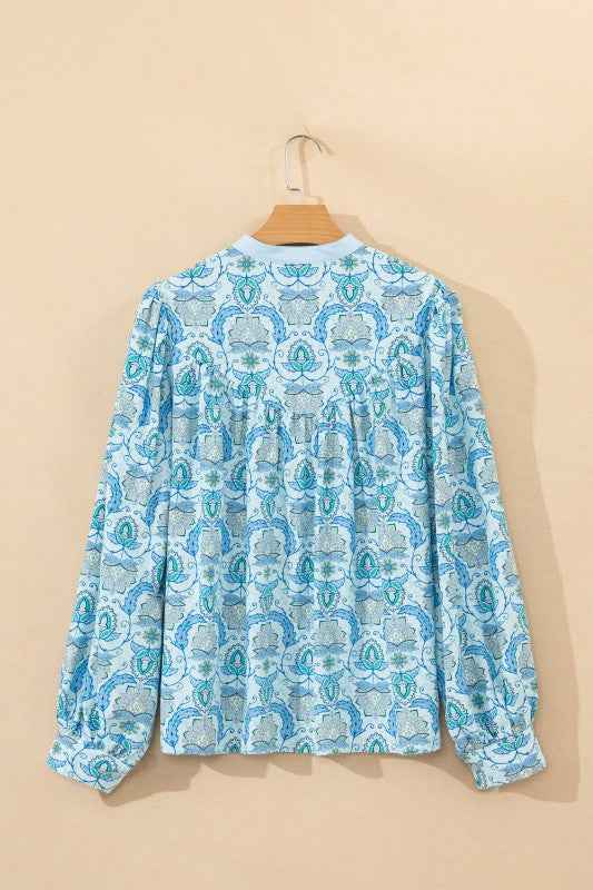 Paisley Long Puff Sleeve Buttoned Shirt e5ae0fc8-53de-4eb3-aee7-2fcd781aba33