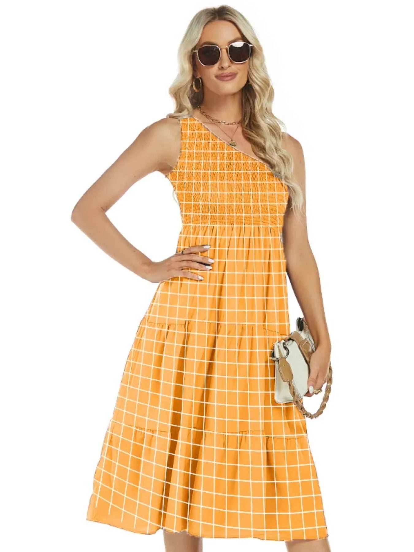 One-Shoulder Tiered Midi Dress with Smocked Bodice e5b2e0f9-d056-4255-aea2-ffe83383db5f-Max-Origin
