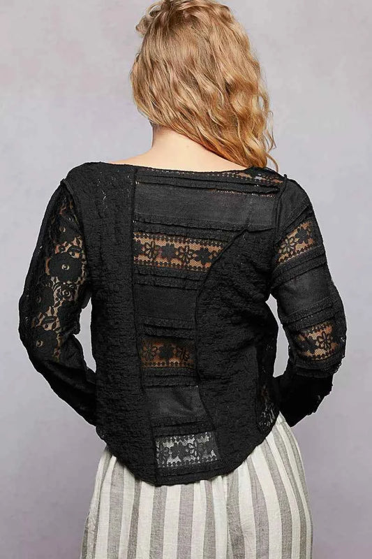 Round Neck Long Sleeve Exposed Seam Top with Lace Detail e5bcef68-dbdd-4e30-8c7d-535cbda5c85d-Max-Origin