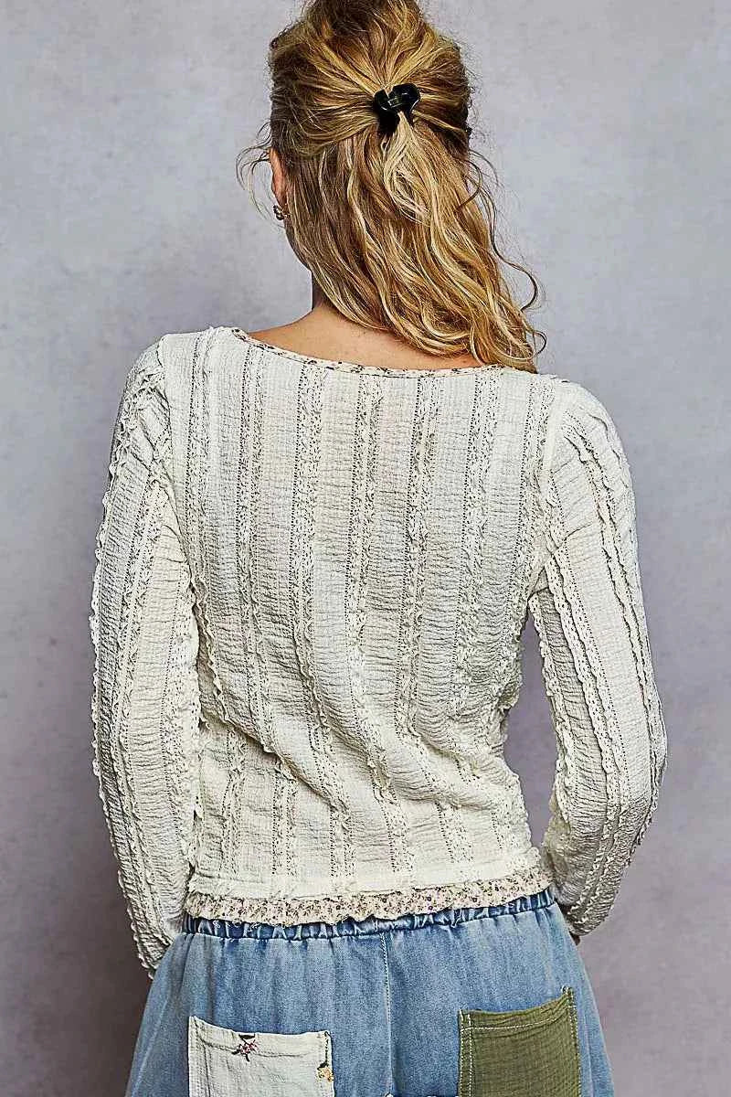 POL Texture Long Sleeve Blouse with Floral Ruffled e5bd15ce-9066-4a0e-bf69-394c02ce60d8-Max-Origin