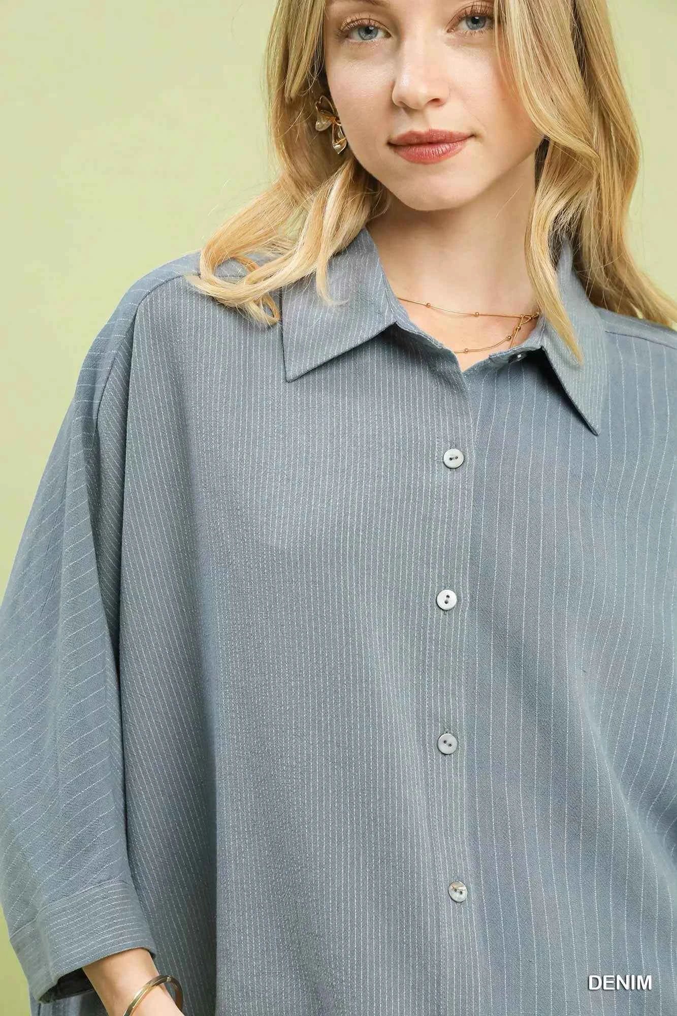 Umgee Oversized Striped Button-Down Shirt e5c1e472-e11e-4d34-af7f-394a9fe7458b-Max-Origin