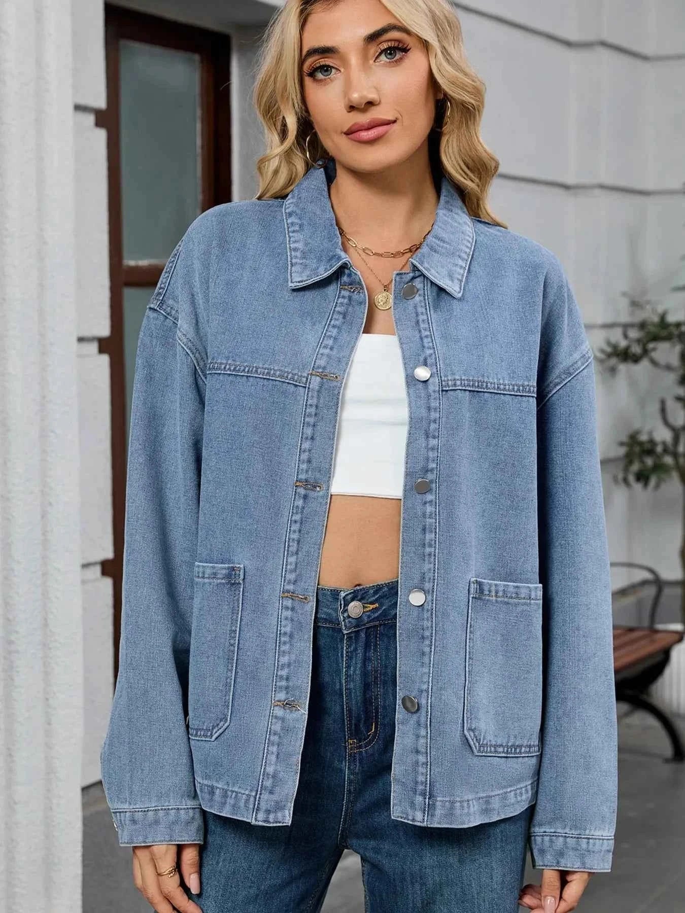 Washed Oversized Button Down Denim Jacket Blue e5c463fb6609411f85d6f320c1747fc0-Max-Origin