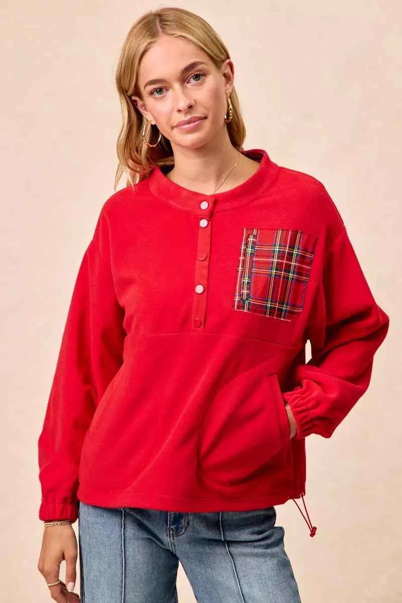 Christmas Theme Fleece Buttoned Top with Pockets e5c7b18a9f5345048ec683163208f787-Max-Origin