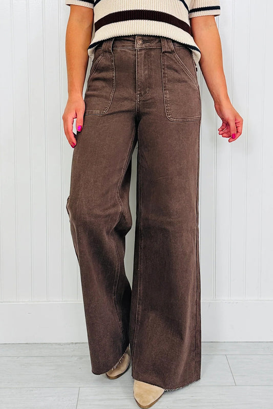 Dusk Blue Retro Washed Patch Pocket Loose Jeans Dark Brown 50%Cotton+26%Polyester+22%Lyocell+2%Elastane e5cb1576868f9d3c