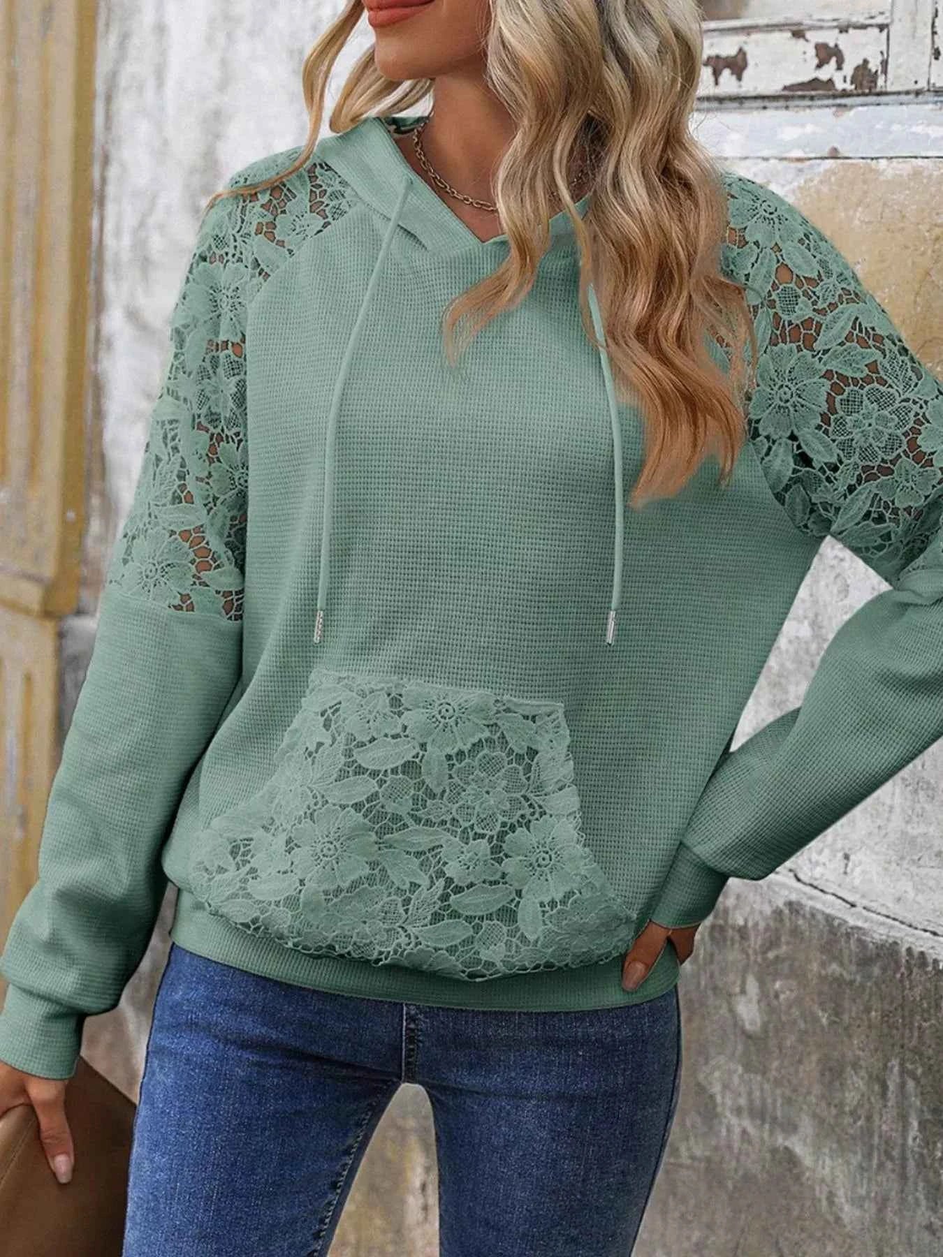 Lace Detail Drawstring Long Sleeve Hoodie e5ce6f97-954c-4650-8d2b-3598d1288ed0-Max-Origin