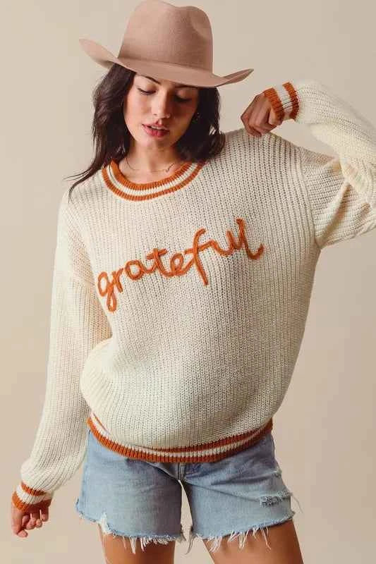 Thanksgiving Grateful Lettering Stitch Sweater e5d2ec67fe1f44ac990198ebacf96f86-Max-Origin