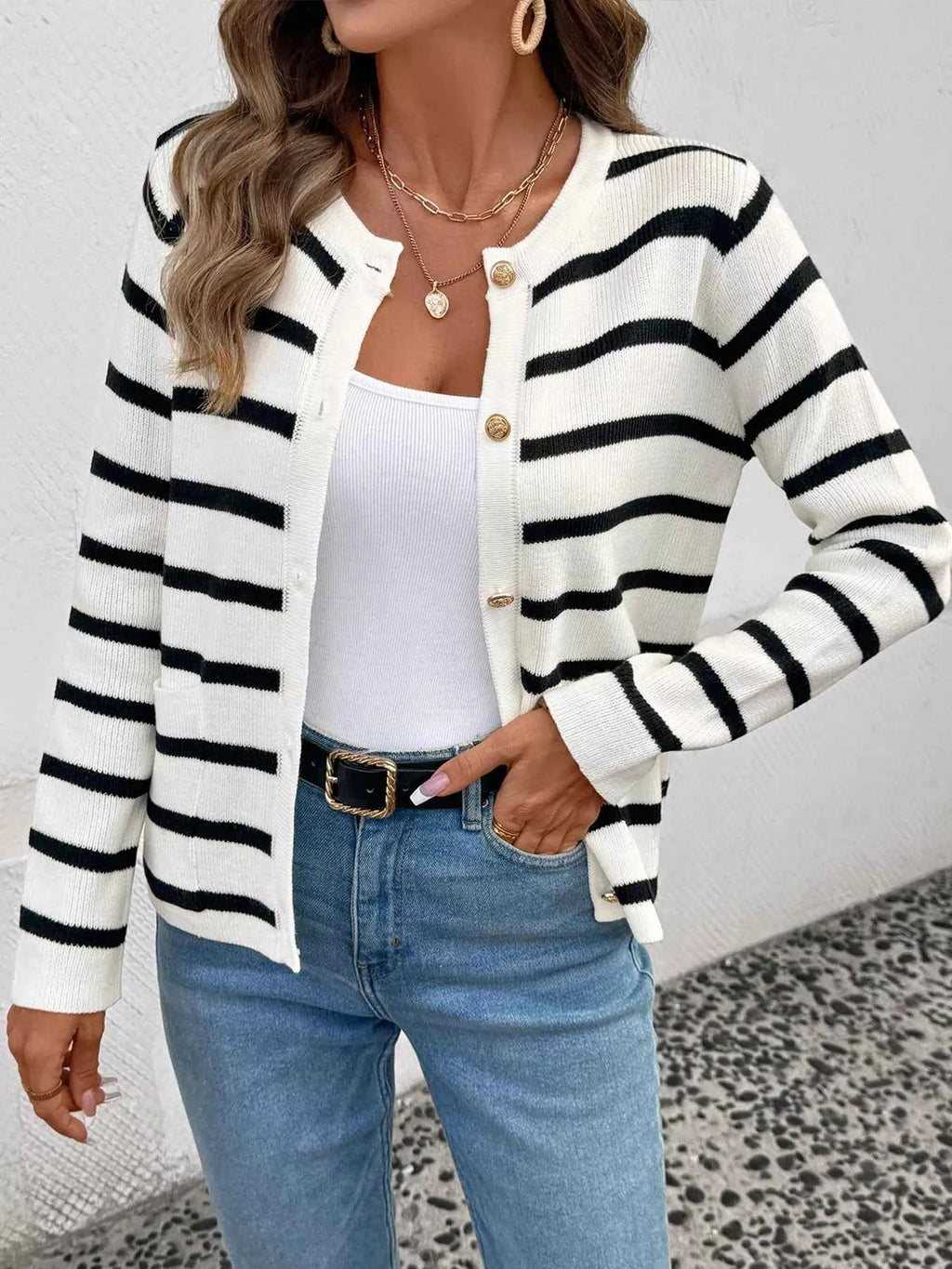Striped Button-Front Cardigan e5e4c43e11d94b688e2b49a14d434c02-Max-Origin